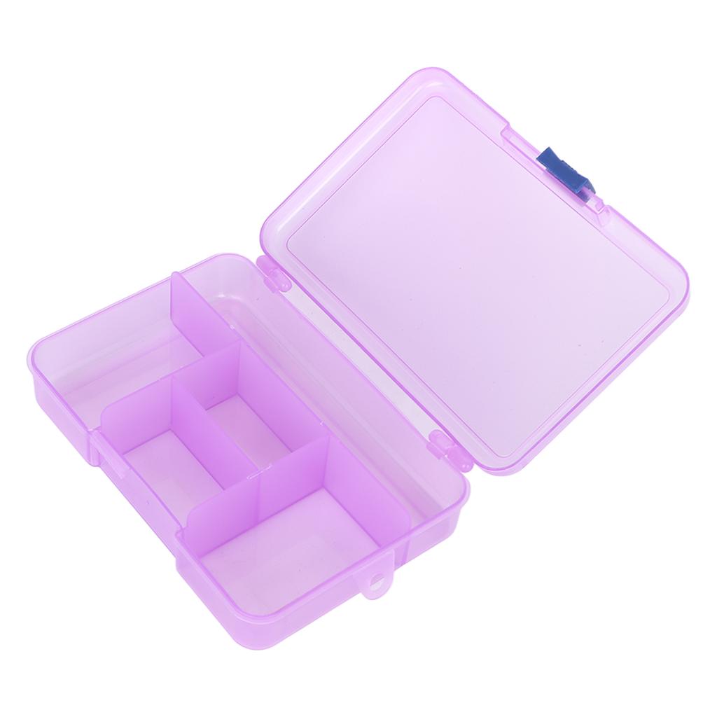 Grid Organizer Box Purple Sliding Buckle 5 Compartments Storage Container for Finger Ring Earrings Fake Nails