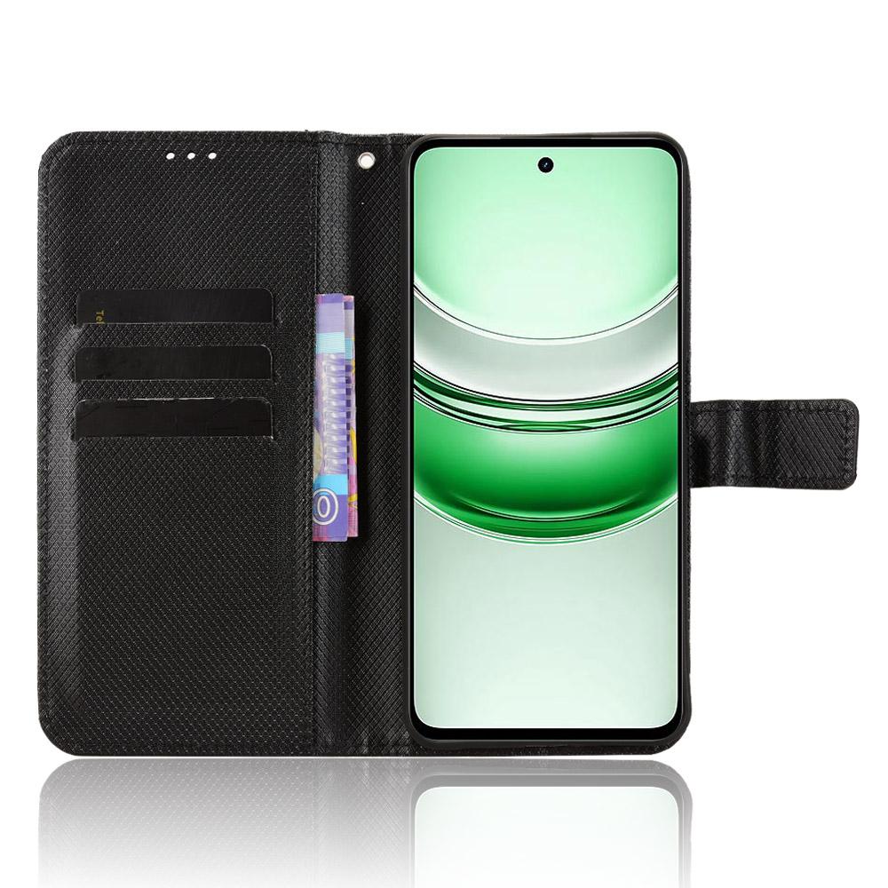 For Realme C71 4G Leather Wallet Case with Strap Diamond Texture Phone Cover