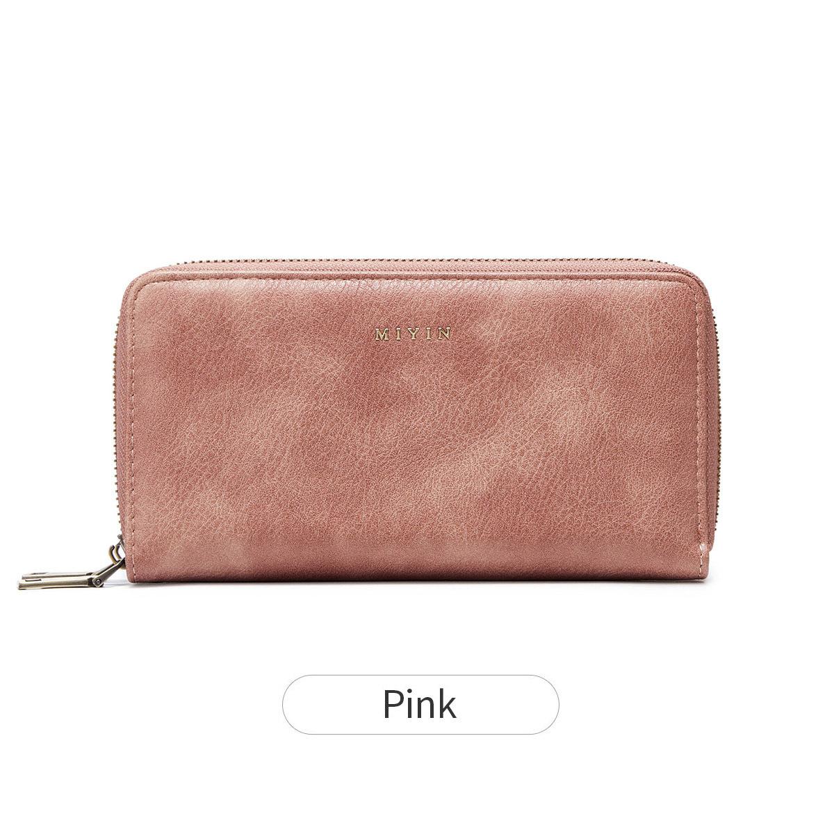 

Жіночий гаманець-клатч з захистом від крадіжок, на подвійній блискавці, великої місткості, довгий гаманець, новий ретро клатч рожевий