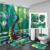 Ocean Monster Octopus Print Shower Curtain Set Waterproof Bathroom Curtain Set With Rugs Toilet Cover Mat For Bathroom Decor