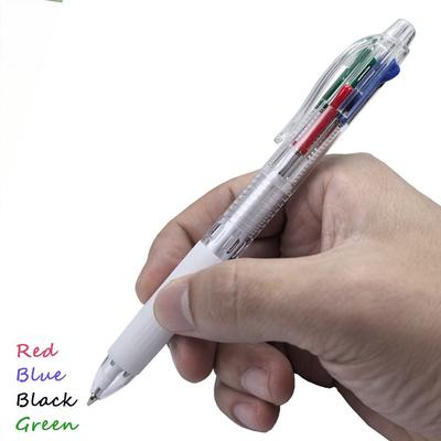 New Four-color Ballpoint Pen 0.5mm Black Blue Red Green Ink Roller Ball Pen Transparent Rod Neutral Pen Gift