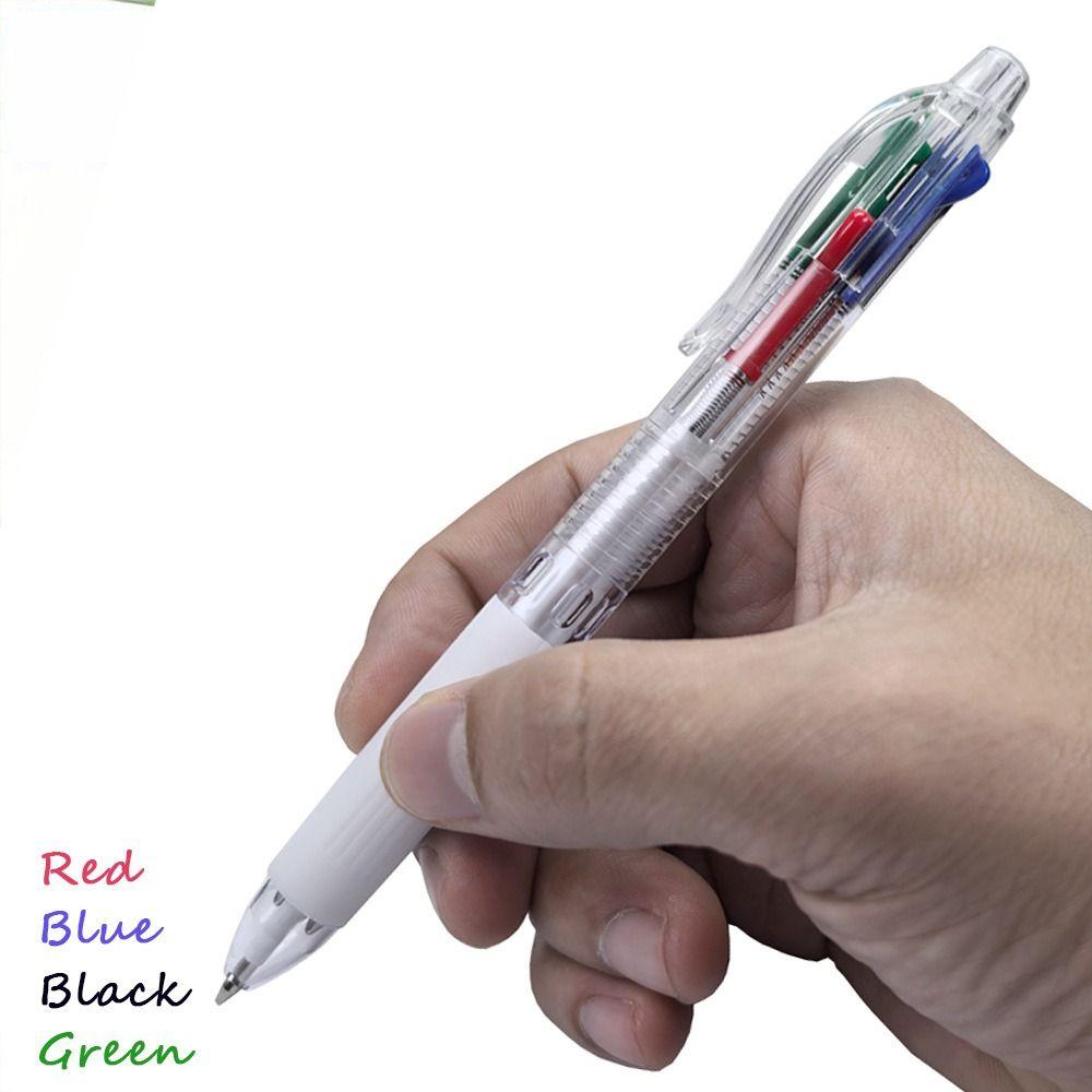 Four-color Ballpoint Pen Transparent Rod Multi-color Writing Pen New Gel Pen  School Office