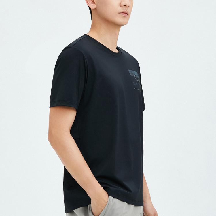 Anta Comprehensive Training Series Letter Round Neck Pullover Short Sleeve T-Shirt Men Tops Basic-Black 152337135-4
