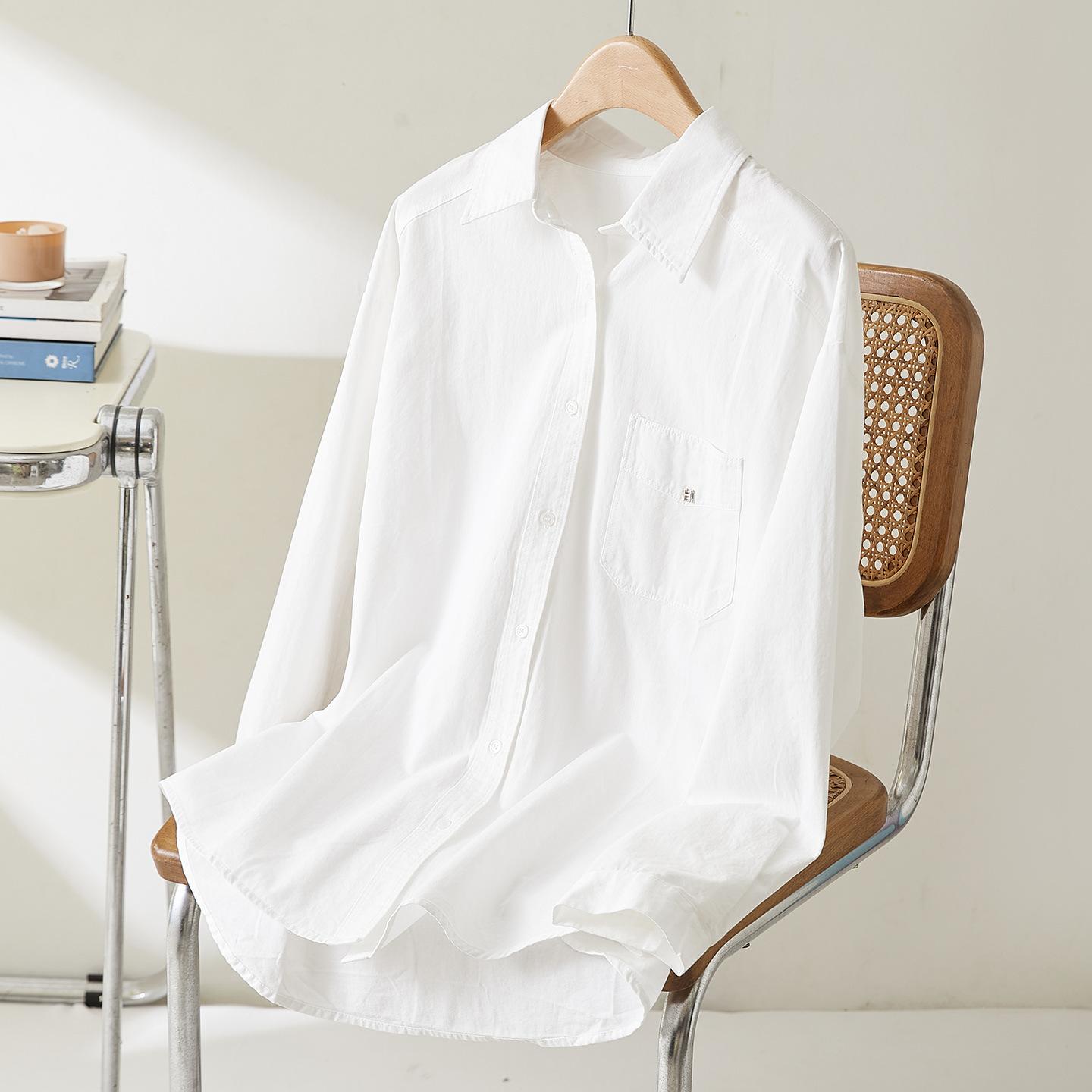 

Lapel Long-sleeved Shirt for Women In Spring and Summer New Commuting Loose Thin Top Long-sleeved Air Conditioning Shirt One size