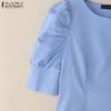 ZANZEA Women Summer V-Neck Elegant Casual Half Sleeve Blouse
