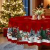 Christmas Rectangular Tablecloth, Waterproof And Oil-Proof, Ode To Joy Christmas Elements, Dining Table Coffee Table Holiday Decorative Cloth