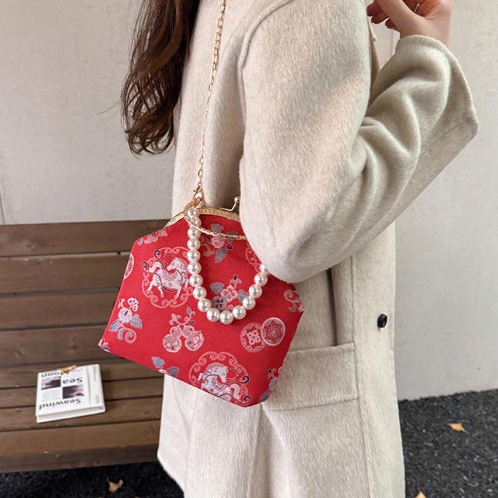 Pearl Embroidery Banquet Bag Cheongsam Accessories Hanfu Clutch Bag Chinese Style Handbag  Party