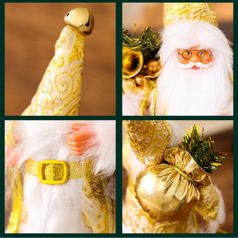 Christmas Festives Santa Ornament 11Inch Fabric Figurine Holiday Decoration For Indoor Photography And Party Themes