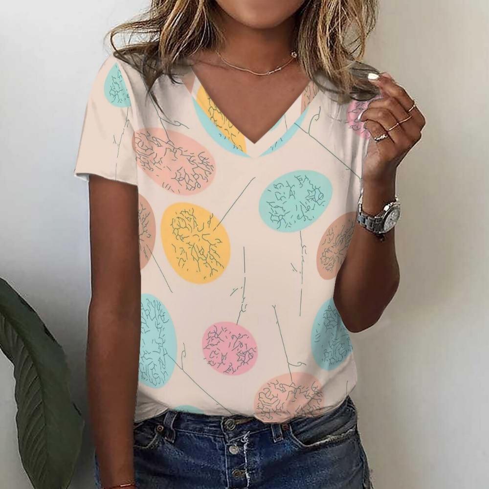 Dandelion 3D Print T-Shirts Summer Fashion Women Streetwear Casual V-Neck T Shirt Y2k Tees Top Oversized Harajuku Woman Clothing