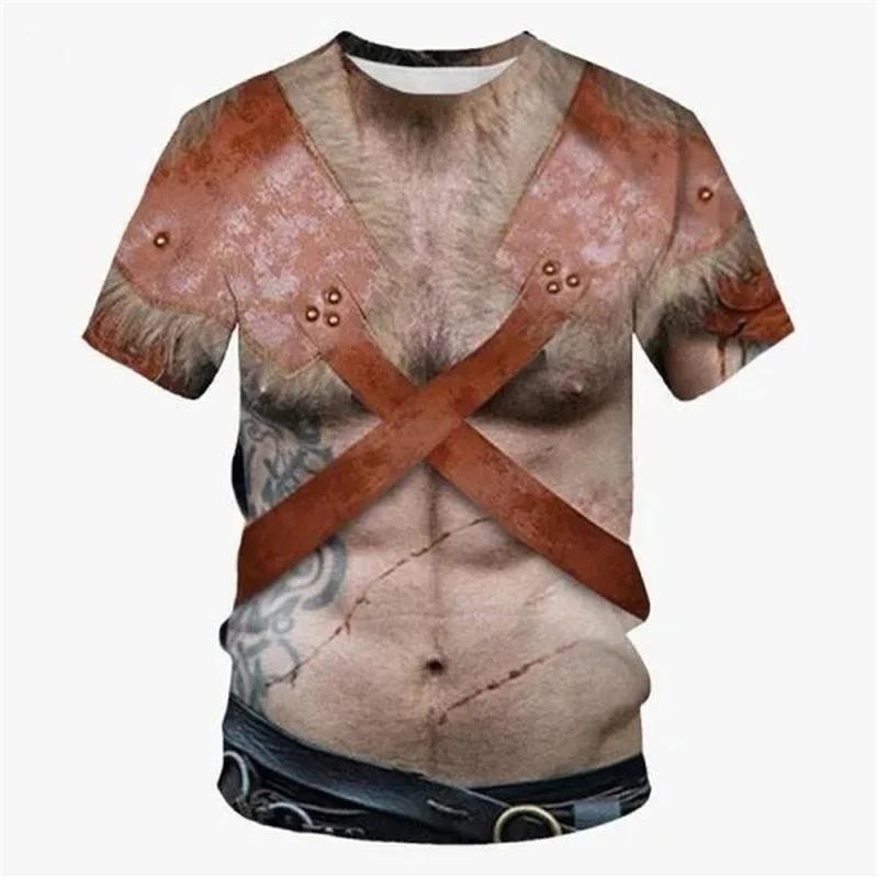 XXS-6XL Plus Size 3D Printed Armor T Shirt For Men Cosplay Pattern Tees Casual Retro Round Neck Short Sleeve T-Shirts Loose Tops