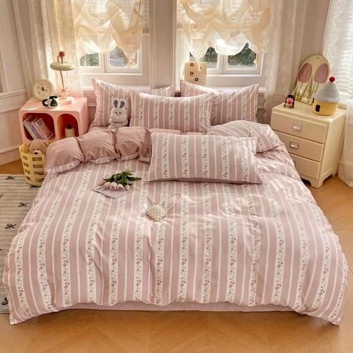 2025 New Spring and Summer Quilt Cover Three-piece Skin-friendly Grinding 13070 High-count Cotton Four-piece Bedding