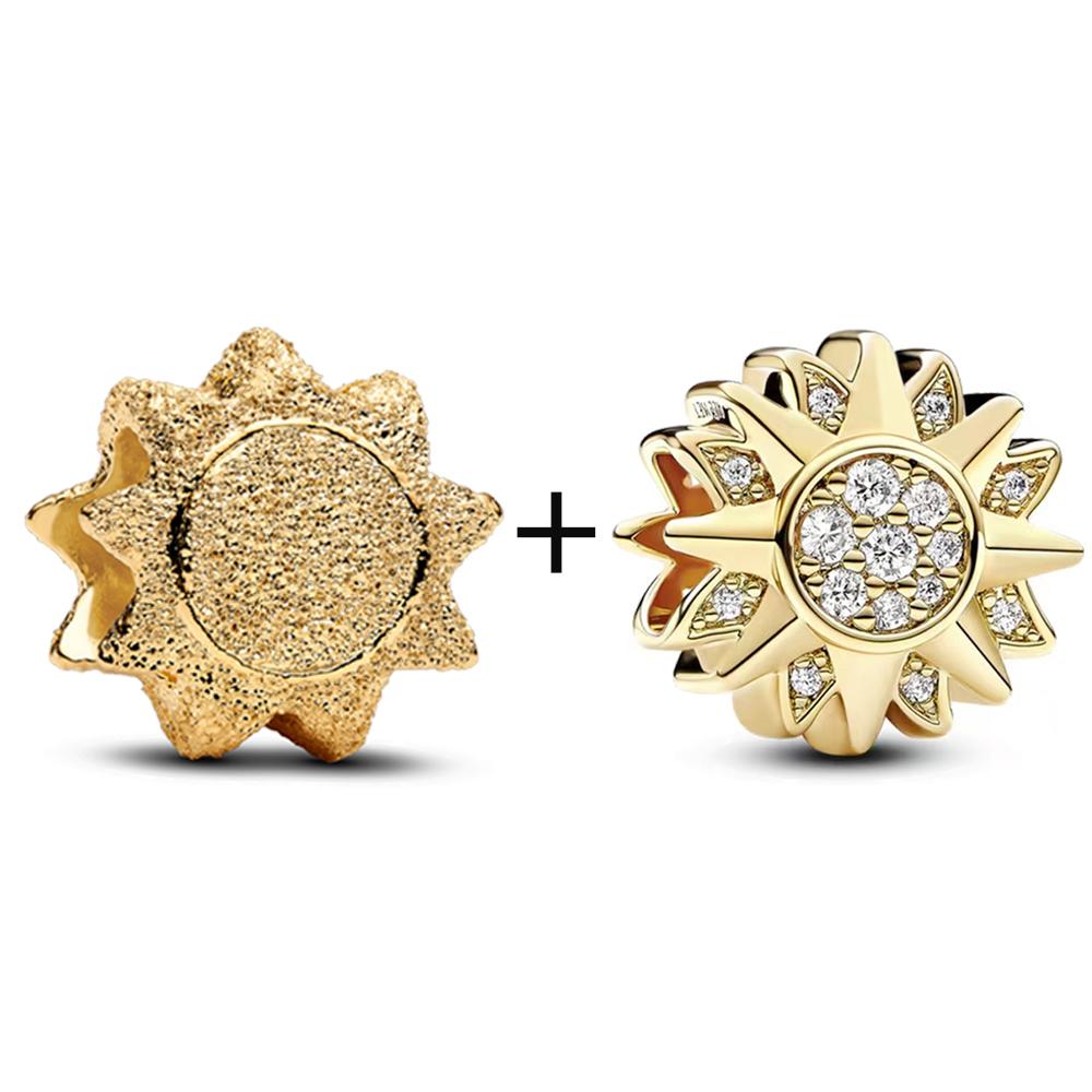 New Golden Round Medallion Pendant with Crossing Arrows Charm for Original Pan Bracelets DIY Jewelry Gift for Women