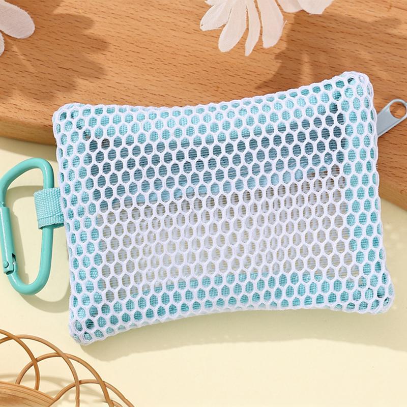 Transparent Mesh Makeup Bag Stylish Portable Cosmetic Pouch With Zipper Flat Design For Toiletries And Makeup Storage