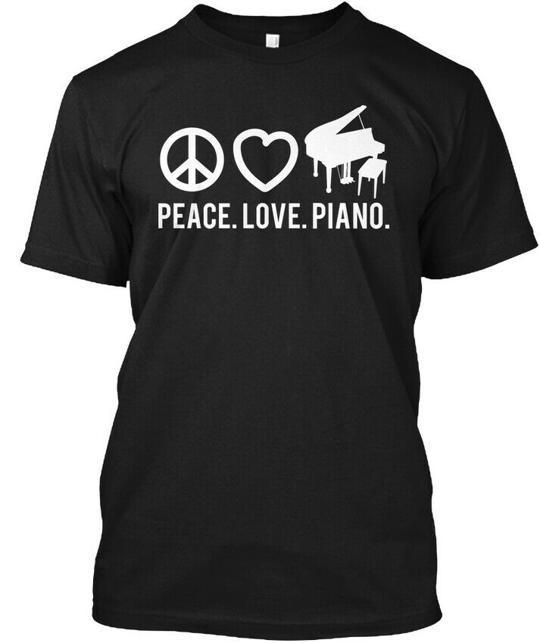 Peace Love Piano Funny Gifts T-Shirt Made in the USA Size S to 5XL