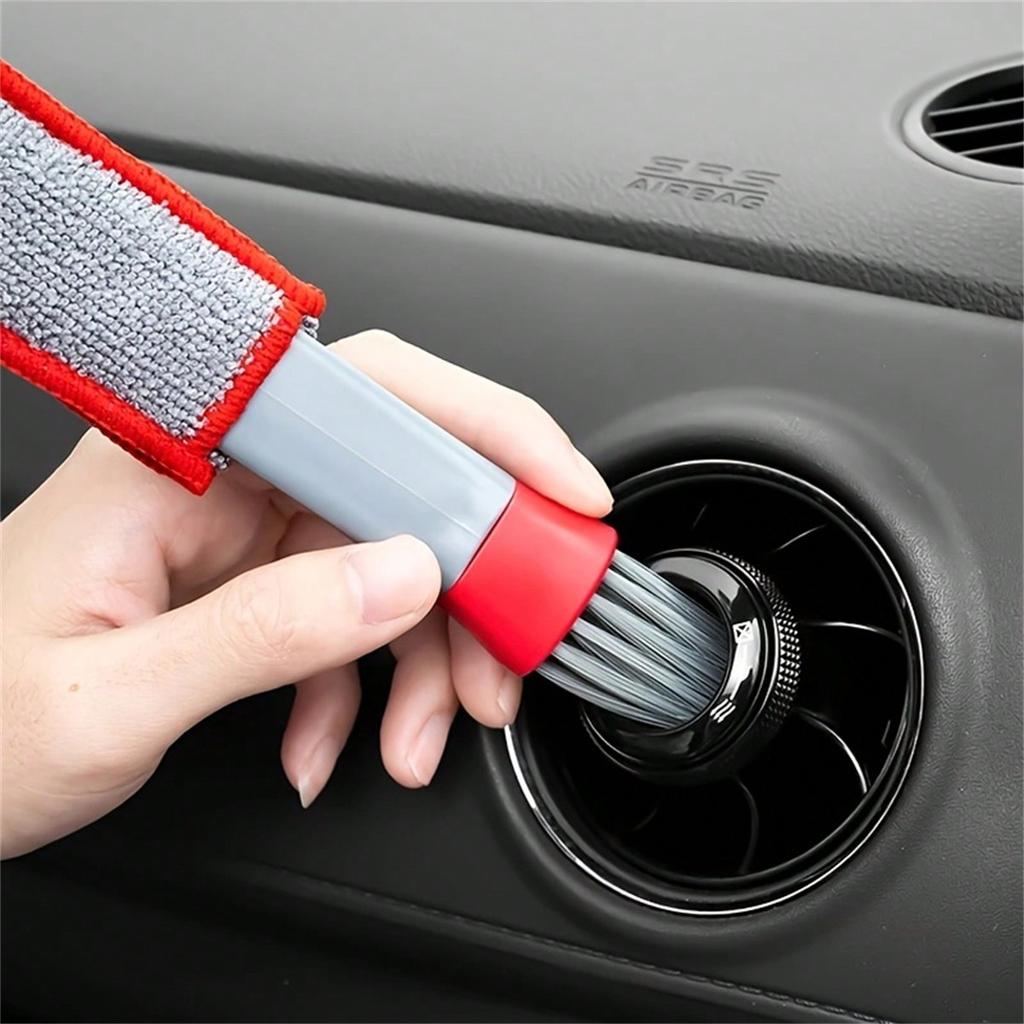 1pc Double-Headed Brush, Car Air Vent Brush, Air Conditioner Vent Cleaning Cloth, Hot Selling Car Interior Cleaning Products