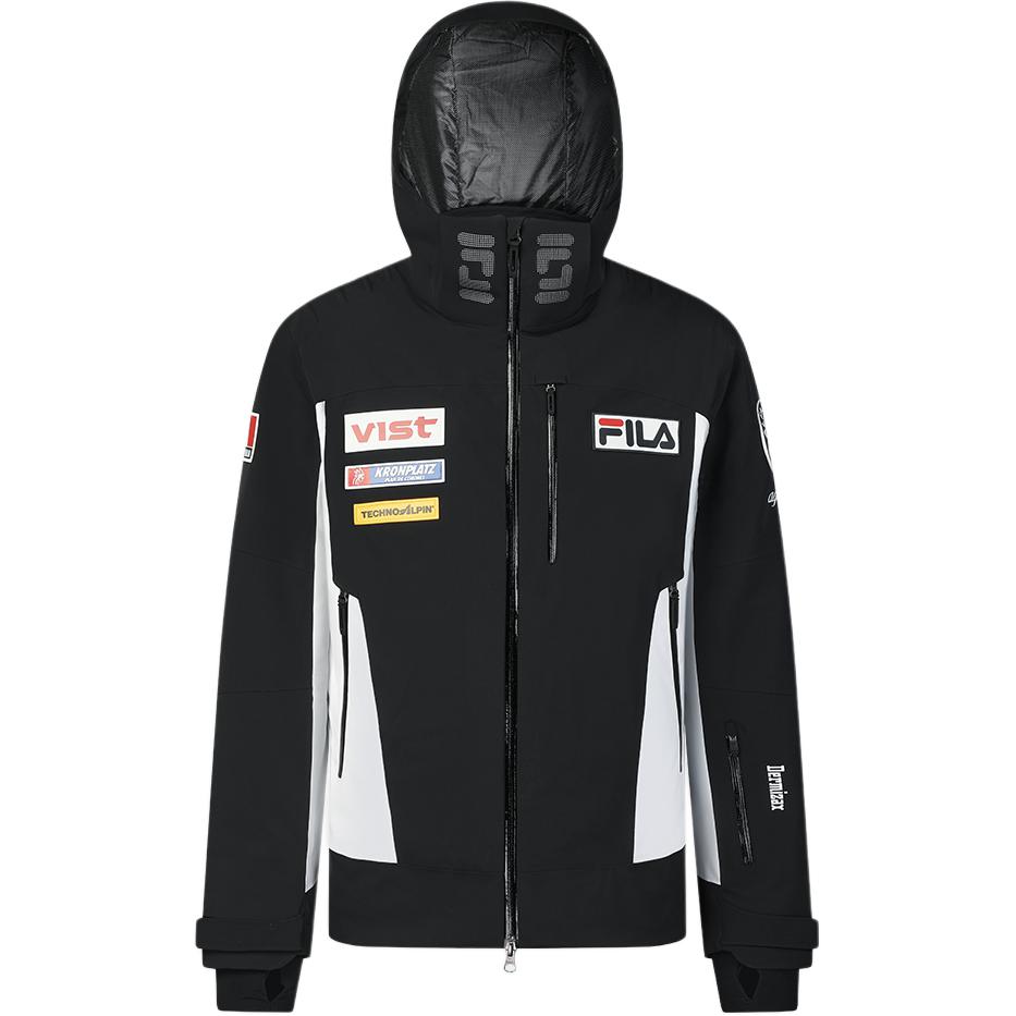 Fila Ski Series Warm Comfortable Hooded Zipper Ski Jacket Men Jackets Deep-Black A11M446930F-BK