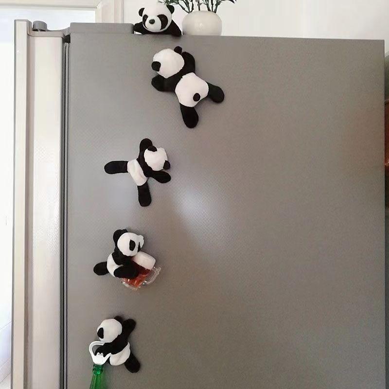 Cute Soft Plush Panda Fridge Magnet Durable Fabric Whiteboard & Refrigerator Decor Perfect For Gifting Organizing Home Decor