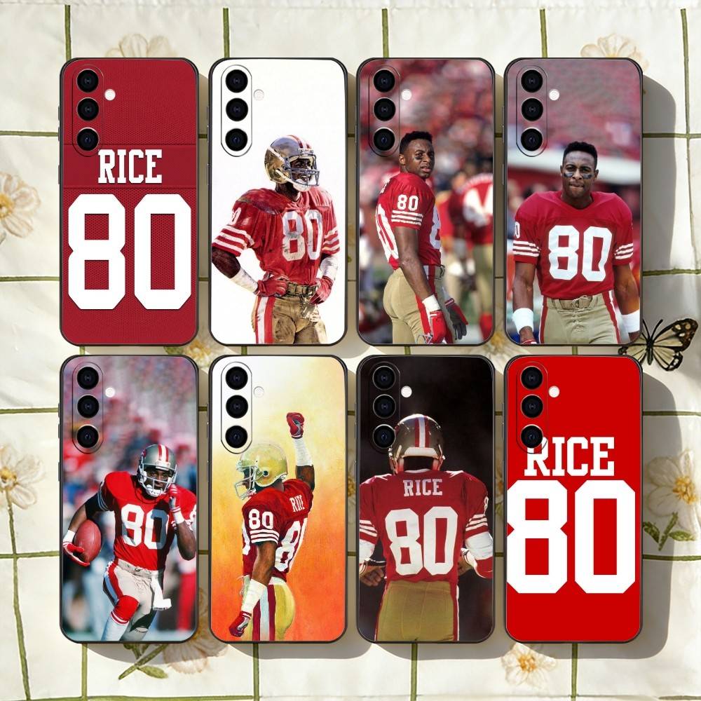 American Football Jerry R-Rice Phone Case For Samsung Galaxy A73,A72,A71,A70,A53,A52,A51,Others Soft Black Cover