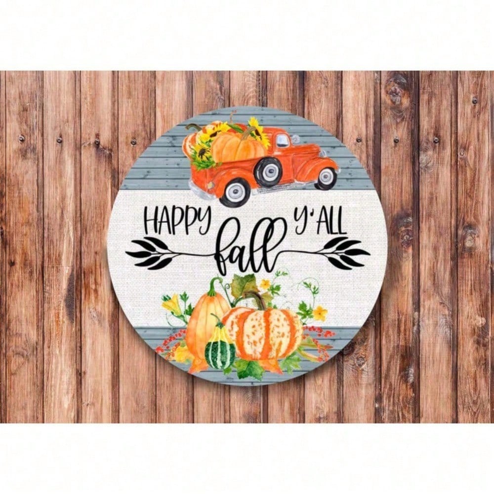 

Винтажная металлическая табличка Хэллоуинский грузовик, Декор стены в стиле farmhouse, Рустикальное искусство для гаража, Праздничная табличка-венок для дома 20x20 разноцветный