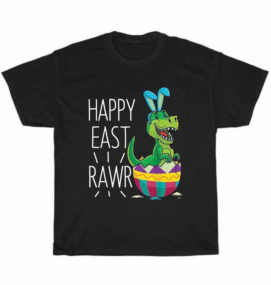 

Happy Easter Dinosaur Bunny Egg Happy Eastrawr T-Shirt Unisex Funny Tee Gift NEW XL