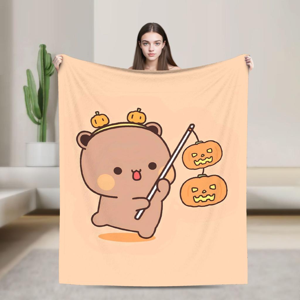 Super Warm BlanketStudents Picnic Bubu Dudu Halloween Throw Blanket Flannel Bedspread For Living Room Aesthetic Sofa Bed Cover