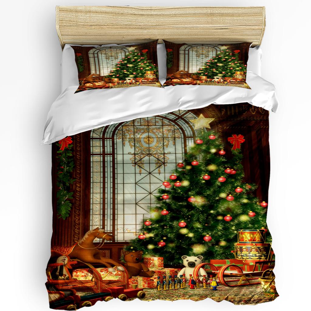 Christmas City Happy New Year Duvet Cover Bed Bedding Set Home Textile Quilt Cover Pillowcases Bedroom Bedding Set No Sheet