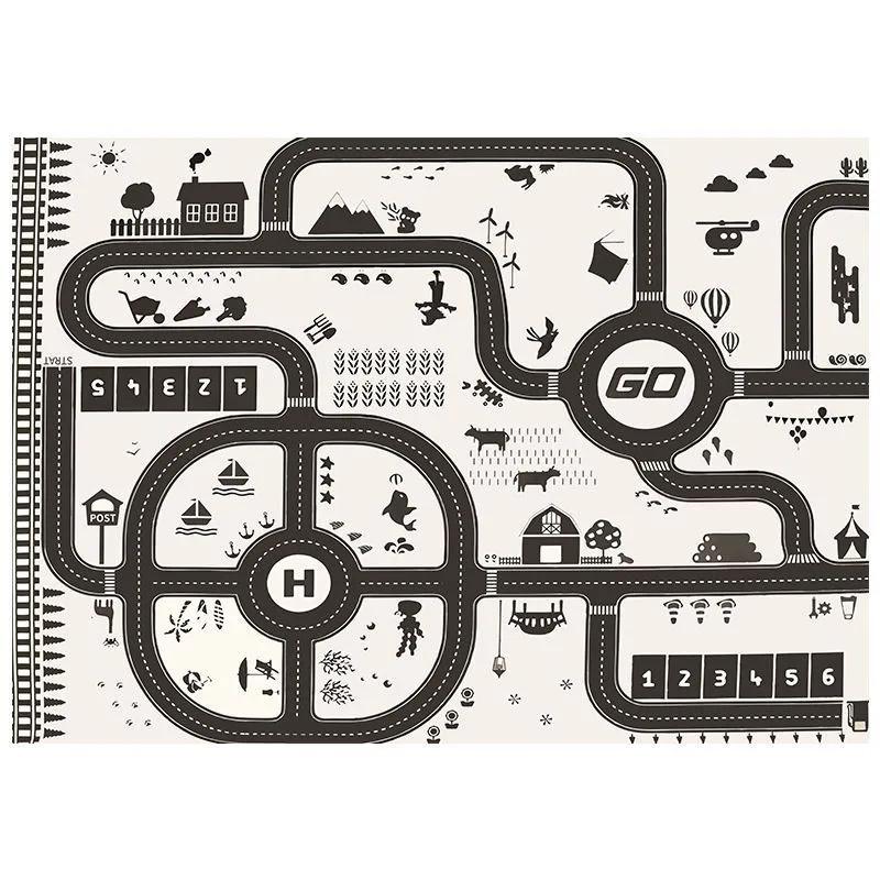 Cartoon Traffic Rug Early Learning Crawling Mat for Kids Dirt Resistant, Wear Resistant Non Slip Floor Mat Easy to Clean
