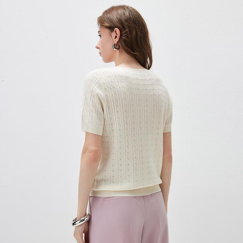 Dünn gestricktes kurzärmeliges T-Shirt für Damen aus Lyocell-Mischgewebe