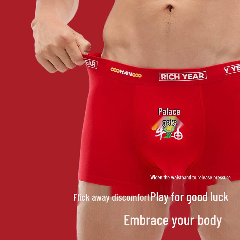 HLA Men's Cotton Red Boxer Briefs - Lucky 3-Pack