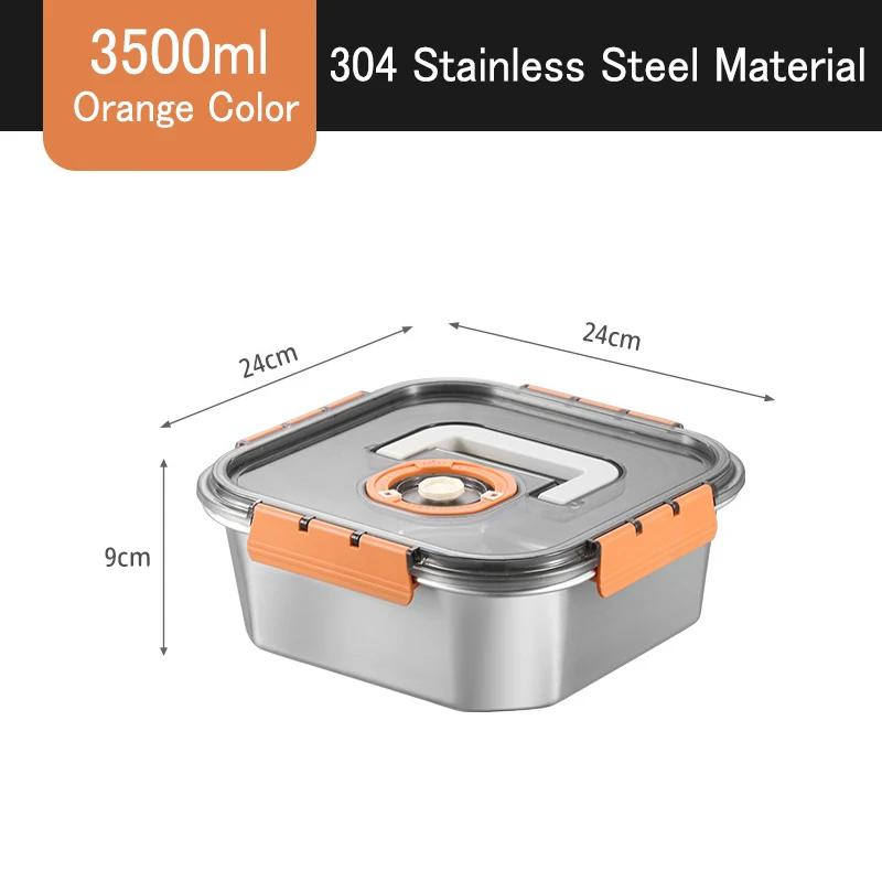 Stainless Steel Food Storage Box Thickened Square Plate Portable Side Dish Container Freshing Lunch Box with Carrying Handle