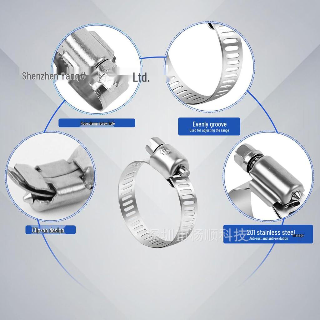 10-Pack 201 Stainless Steel Adjustable Hose Clamps 6-44mm
