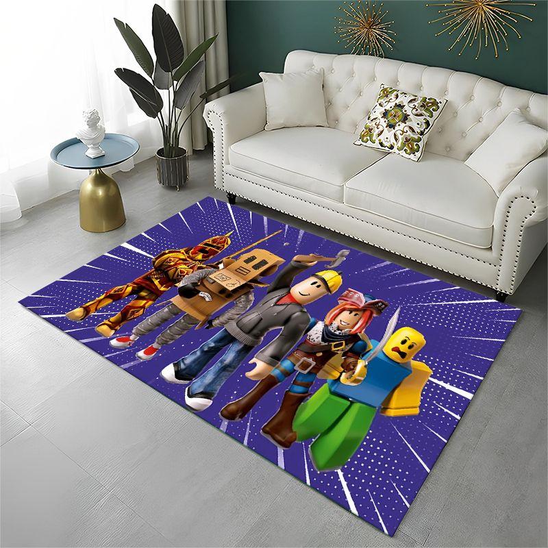 Classic Cartoon R-Robloxs Game Non-Slip Area Rug for Living Room,Bedroom,Playroom,Soft Carpet Floor Mat Home Decor Rug Room