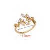 Zircon Leaves Open Rings For Women Gold Color Stainless Steel Leaf Ring Wedding Aesthetic Jewerly Gift