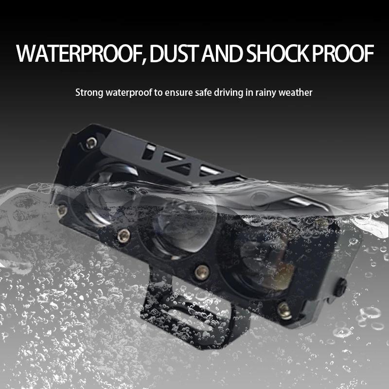 New Motorcycle Three-eye LED Spotlight, Electric Vehicle Modified Light, Motorcycle Waterproof Headlight, External Spotlight