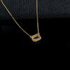 European Style S925 Sterling Silver Women's Pink Sapphire Necklace with Emerald Cut and Simple Four-Prong Setting