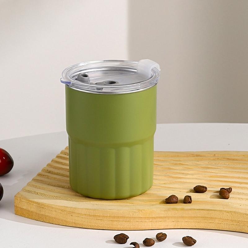 2pcs 304 Stainless Steel Cups Stackable Metal Cold Water Glasses Double Walled Drinking Cup with Straw and Lid