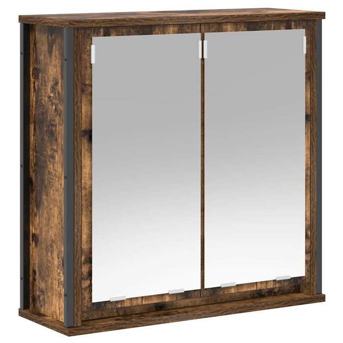VidaXL Bathroom Wall Cabinet Mirror Smoked Oak 60x21x60 Cm, Hanging Bathroom Cabinet, Wall Unit of 861899
