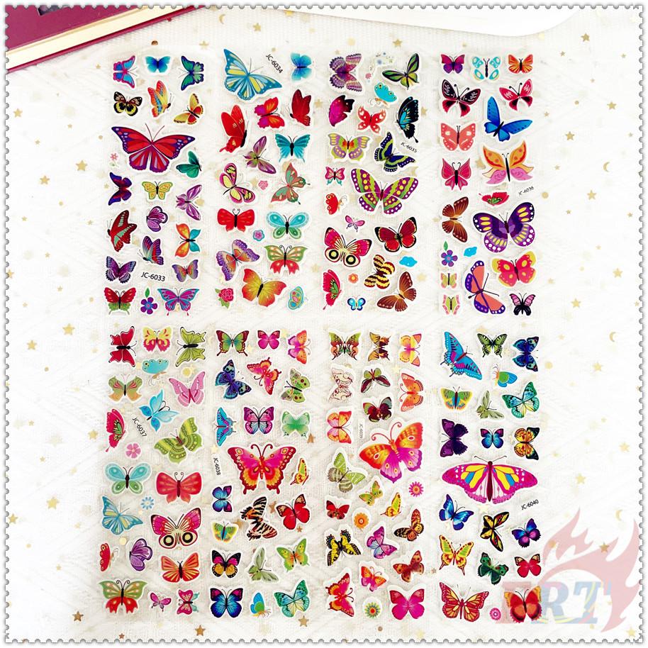 8Sheets/set Cartoon Butterfly  Rewards Sticker Puffy Bubble Toys Stickers