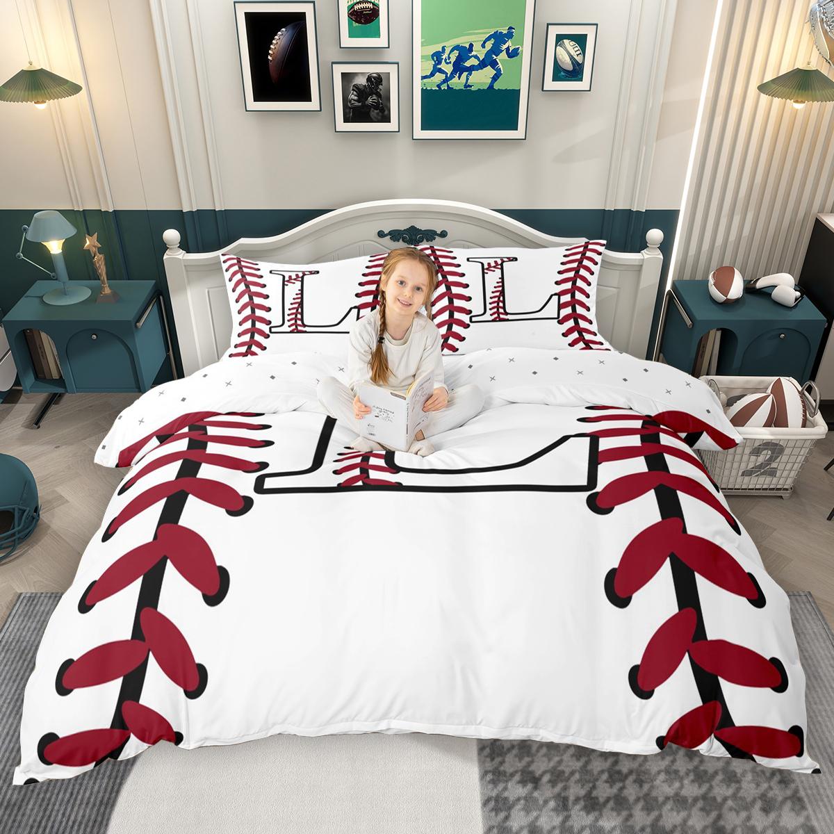 

Homewish Baseball Duvet Cover Set Sports Initial Comforter Cover Set Personalized Monogrammed Bed Set EU Single(135*200cm)3pcs