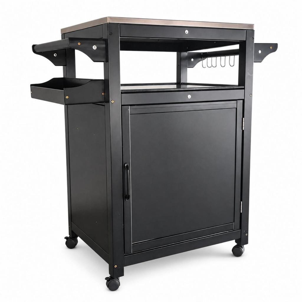 Mobile Kitchen Island with Stainless Steel Top Versatile Utility Storage Trolley