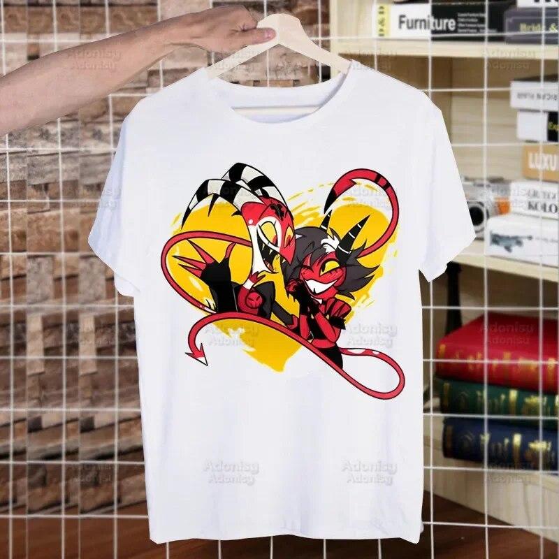 Helluva Boss Printed T Shirt Unisex Retro Washed Tops Tees Harajuku Tshirt Streetwear Hip Hop Unisex T-shirts