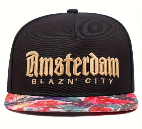 Sproutsy Amsterdam Blazen City Snapback Cap, Men's Flat Visor Cap (JP, Numeral Size, 56.0 cm, Gold)