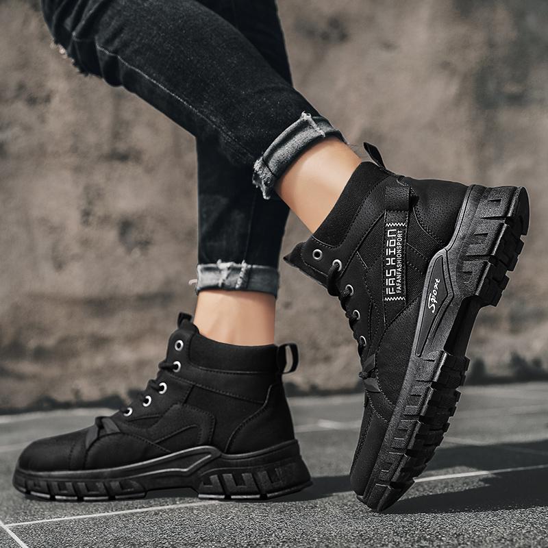 New Fashion Autumn And Winter Men's High Top Martin Boots Students Male Boys Trending Soft Sole Work Shoes Labor Protection Martin Sneakers