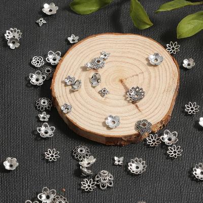 50Pcs Metal Hollow Flower Beads Caps End Cap Connectors For DIY Jewelry Making