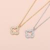 Korean Fashion Zircon Four-Leaf Clover Necklace - Women's Simple Lucky Pendant Jewelry