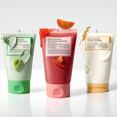 Vegan Pack Cleanser – 120ml + 30ml | Green Tomato / Red Tomato / Rice Dough | K-Beauty