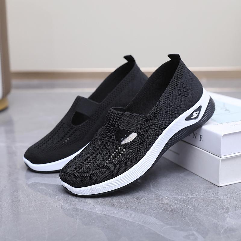 Flying woven women's shoes mother shoes cloth shoes soft-soled women's shoes middle-aged and elderly mother walking women's shoes summer mesh shoes
