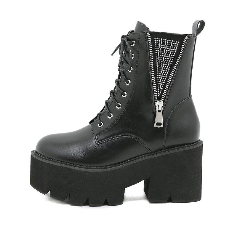 

Korean Style Women S Fashion Party Banquet Dress Platform Boots Rhinestone Soft Leather Shoes Sexy High Heels Boot Ankle Botas