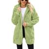 Women's Fashionable Solid Color Long Sleeved Plush Jacket, Casual Hooded Warm Cardigan Jacket With Pockets