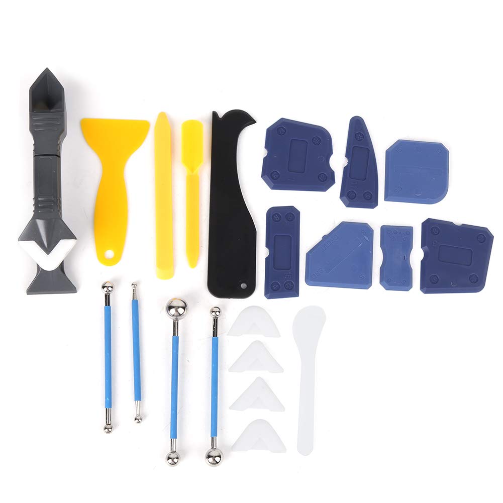 Fafeicy Caulk Tool Kit, 22Pcs/Set Plastic Sealant Spreader Glass Glue Caulking Scraper Sewing Beautify Tool Kit, Water Resistant, for Grouting Resin